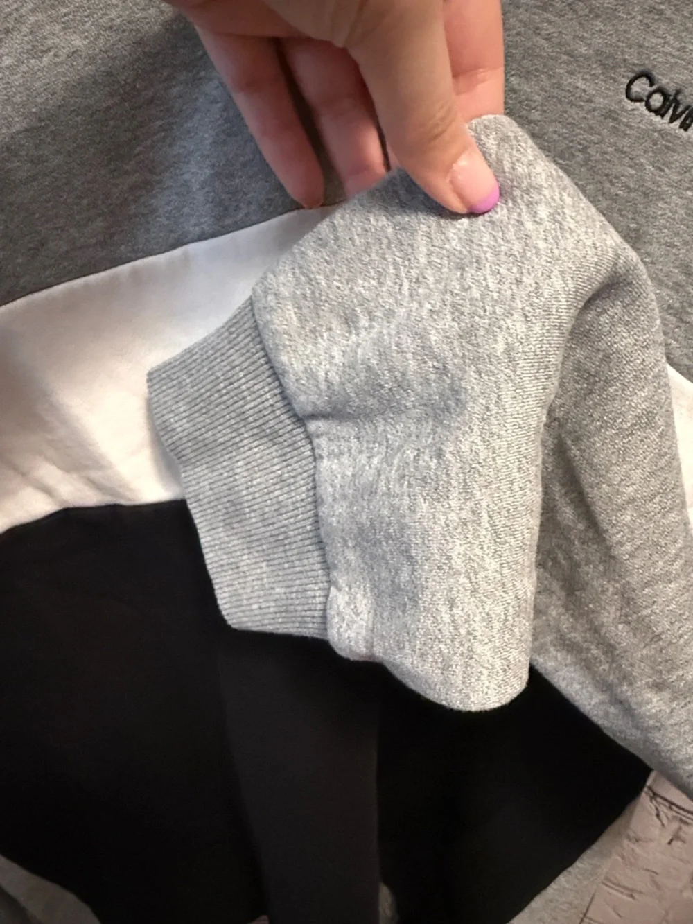 Calvin Klein Gray White Black Colorblock Quarter-Zip Pullover